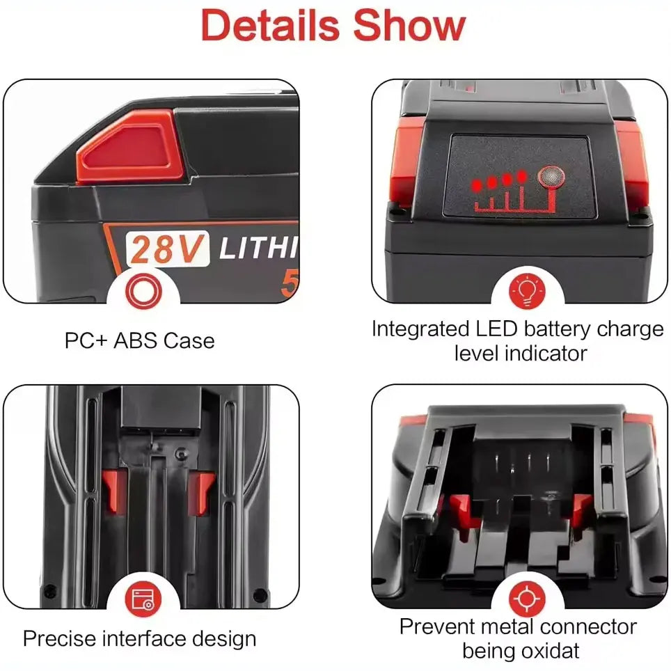 Bateria de íon-lítio de substituição,de 28 V e 12,0 Ah para Milwaukee.