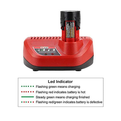 Carregador de substituição compatível com Milwaukee 12V Carregador de bateria.