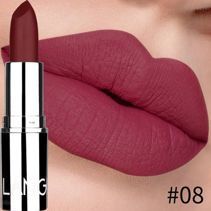 Batom matte bullet de 8 cores, à prova d'água, de veludo, duradouro, fácil de usar.