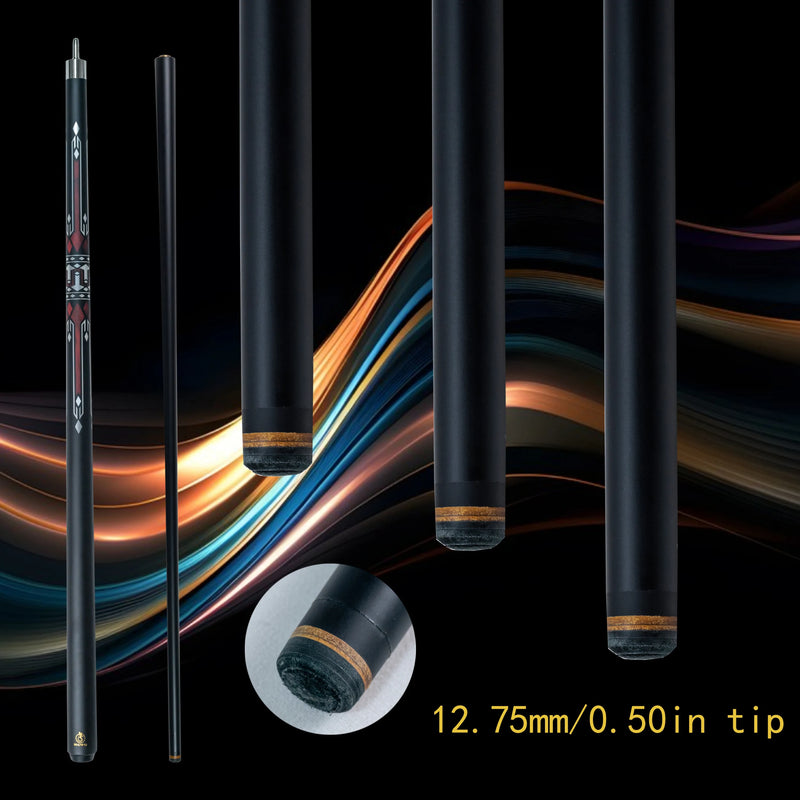 Taco de bilhar profissional 12,75 mm, ponta multicamadas de carbono premium