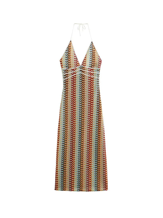 Vestidos de verão com decote em V profundo para mulheres, sensuais, cintura alta, sem mangas, costas nuas