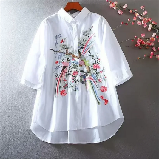 Blusa de arte literária para mulheres, camisa, blusas de porcelana.