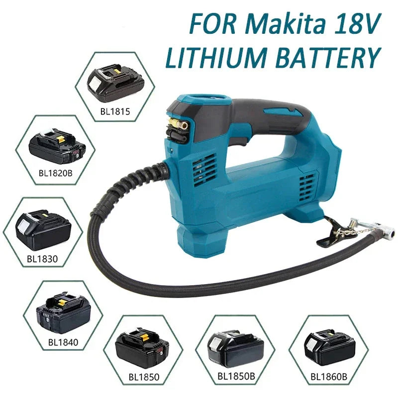 Bomba de compressor de ar para carro Makita, bateria de 18 V.