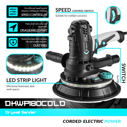 Lixadeira de drywall 900W,  máquina de polimento portátil com lixa, bolsa protetora.