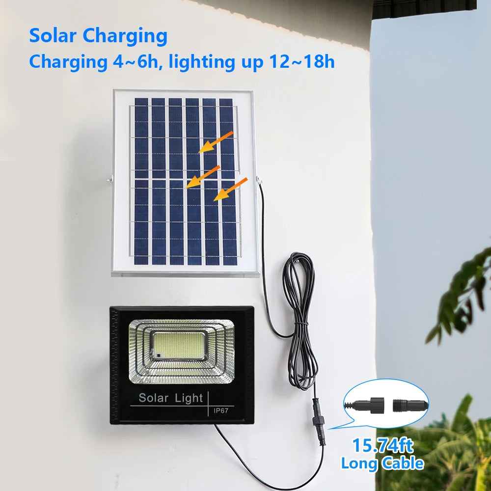 LED para áreas externas, refletores solares de 50 W, 100 W, 200 W, 300 W e 500 W.