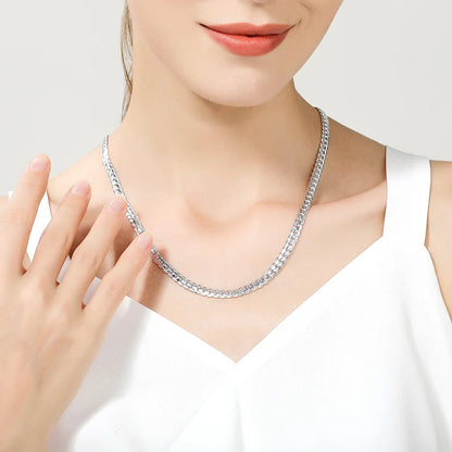 Colar de ouro 18K/prata com 6 mm de largura, corrente completa de 8/18/20/24 polegadas para mulheres e homens.