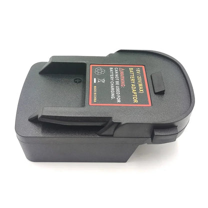 Adaptador de bateria para baterias de lítio Milwaukee de 18 V. Converte baterias Milwaukee em baterias de lítio.