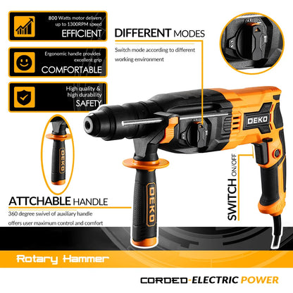Martelo rotativo elétrico multifuncional com 4 funções.