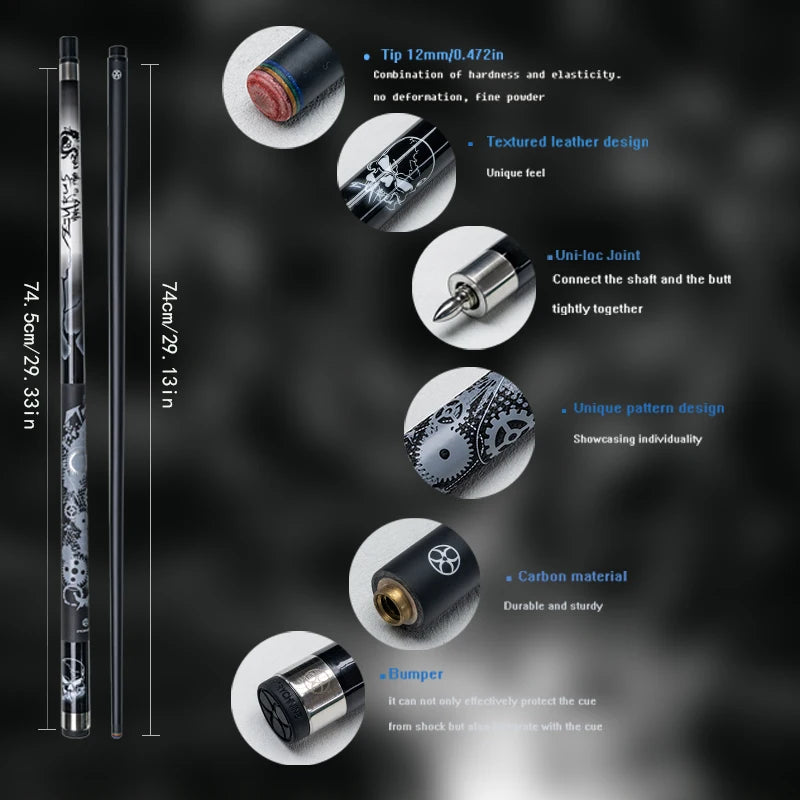 Taco de bilhar de carbono de nível profissional com ponta de 13 mm