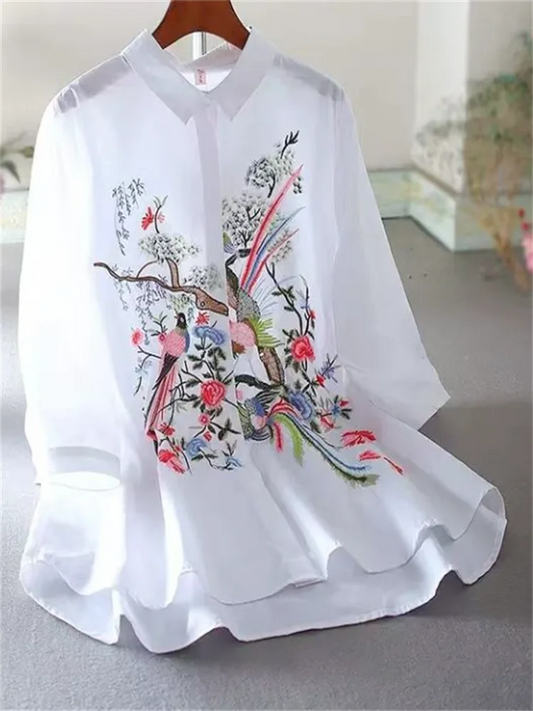 Blusa de arte literária para mulheres, camisa, blusas de porcelana.