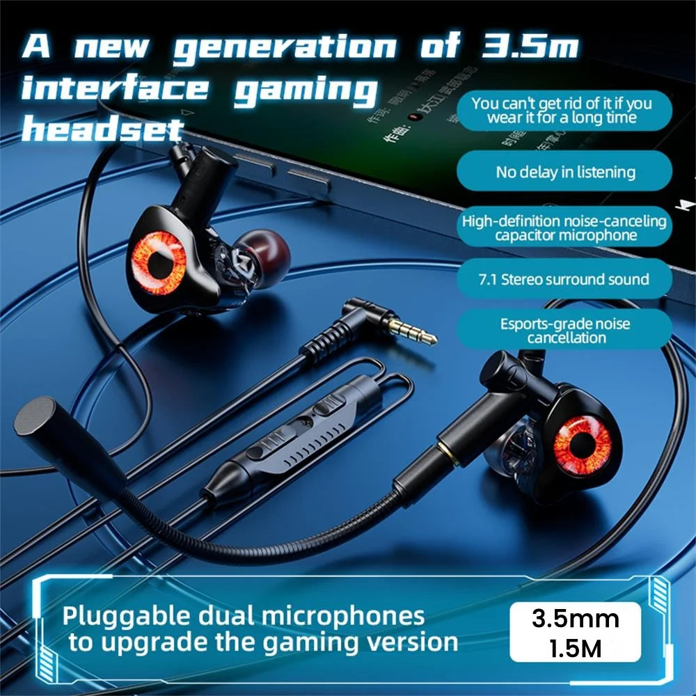 Fones de ouvido com fio tipo C/3,5 mm/USB, fones de ouvido para jogos.
