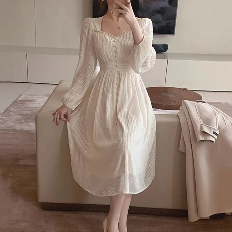 Vestido midi vintage feminino para festa, elegante, decote em V.