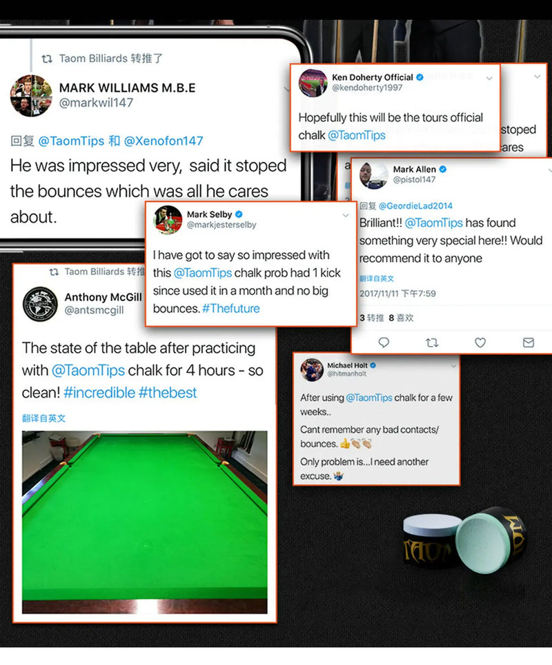 Taco profissional redondo TAOM Bilhar Snooker Chalk 2.0