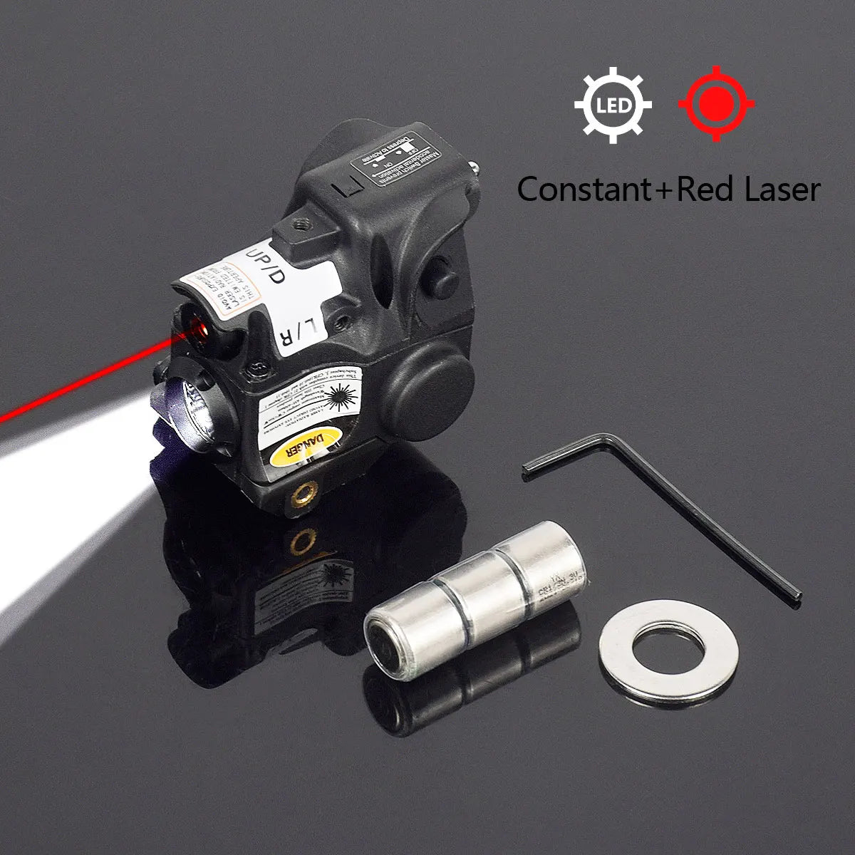 Lanterna laser infravermelha verde vermelha para pistola tática.
