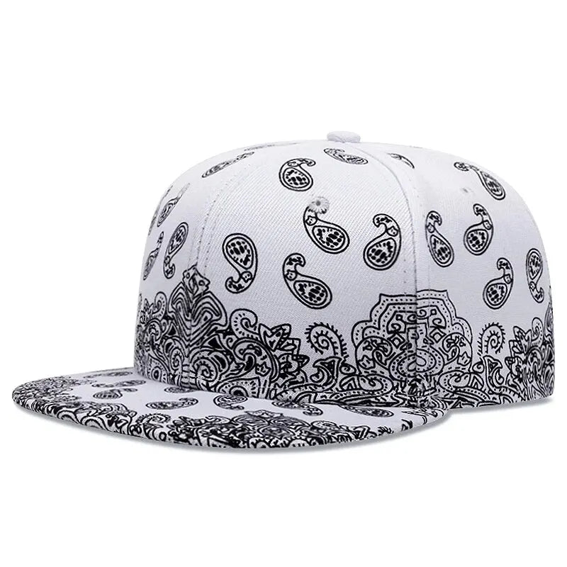 Boné snapback com estampa de flor de caju da Costa Oeste.