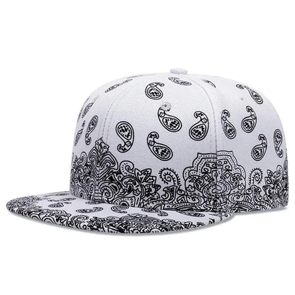 Boné snapback com estampa de flor de caju da Costa Oeste.
