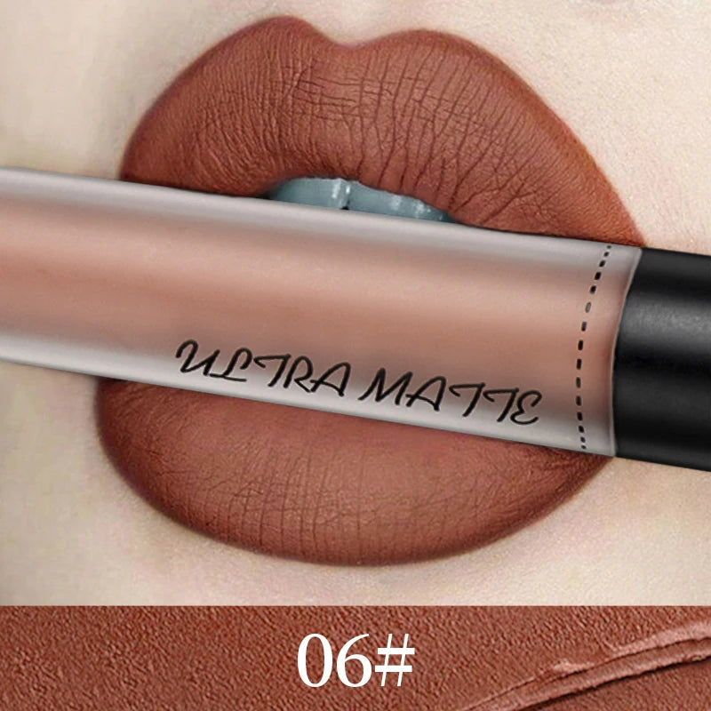 Batom Líquido À Prova D'água Batom Vermelho,Veludo Batom Marrom.
