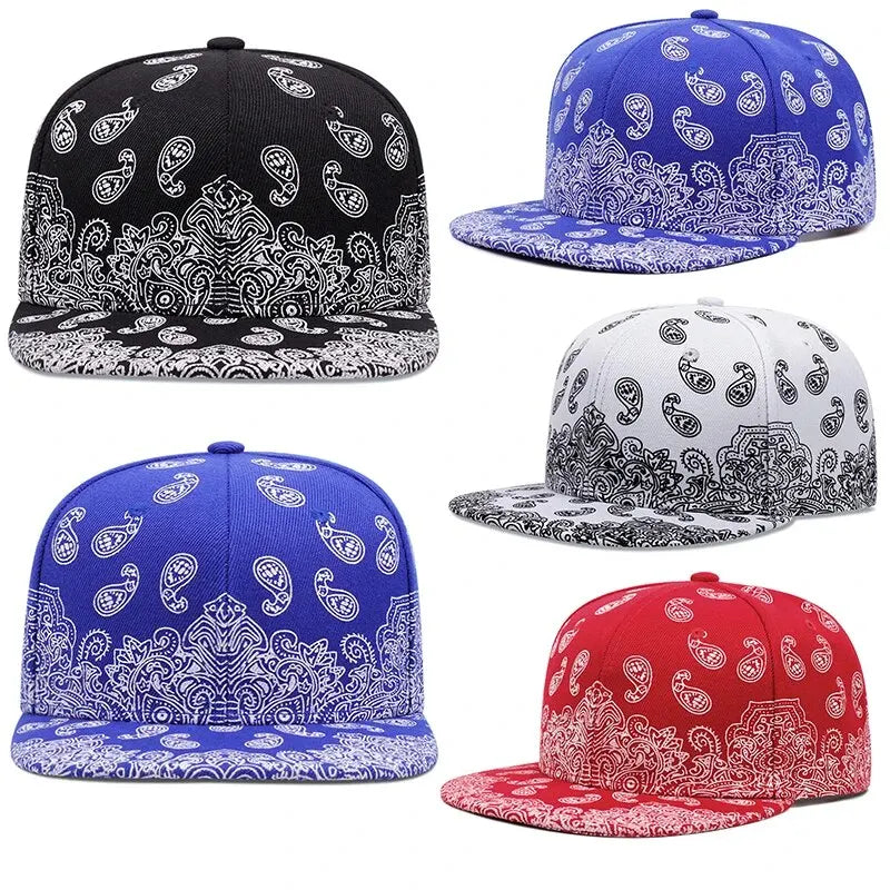 Boné snapback com estampa de flor de caju da Costa Oeste.