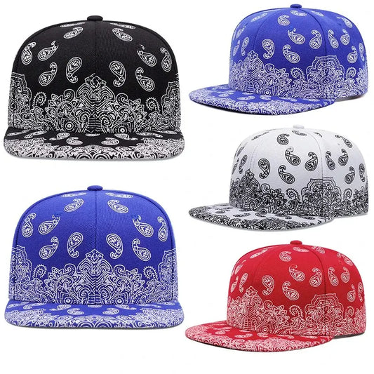 Boné snapback com estampa de flor de caju da Costa Oeste.
