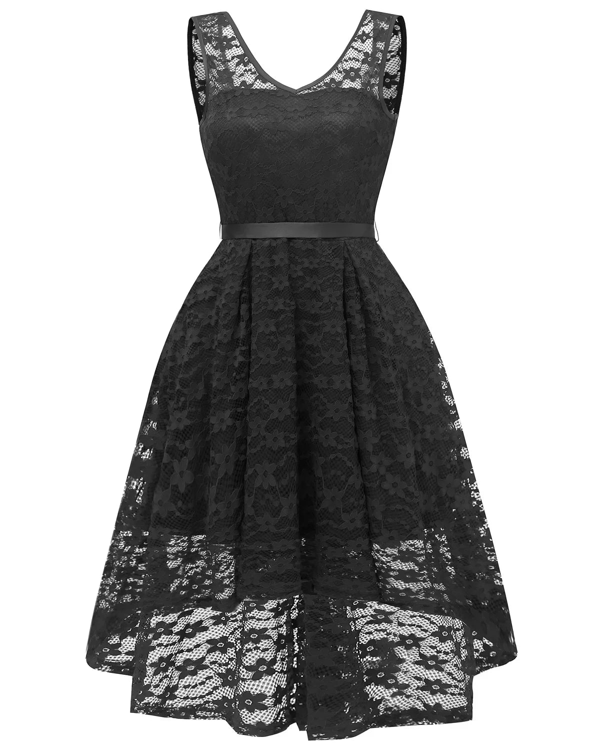 Novo vestido feminino sexy sem mangas, vintage, renda, chiffon, comprimento médio