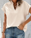 Blusa feminina camisa branca  com decote em v algodão.