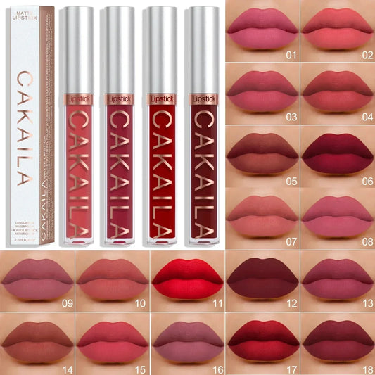 Brilho labial fosco 18 cores atacado, batom líquido barato.