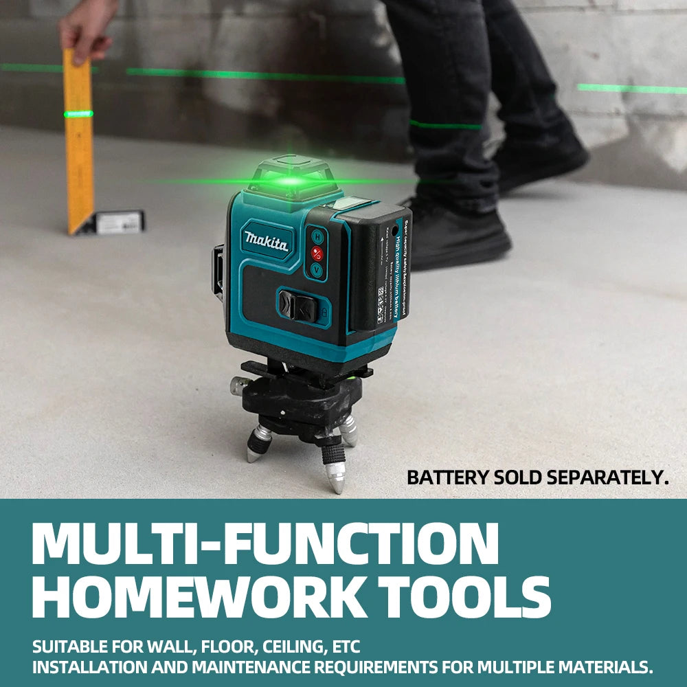 Nível a laser Makita com display de potência, 16 linhas horizontais e verticais.