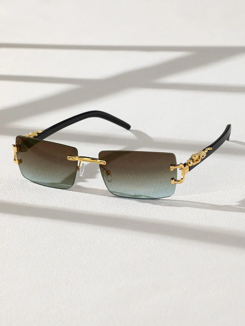 Óculos de sol retangulares sem moldura, modernos e personalizados