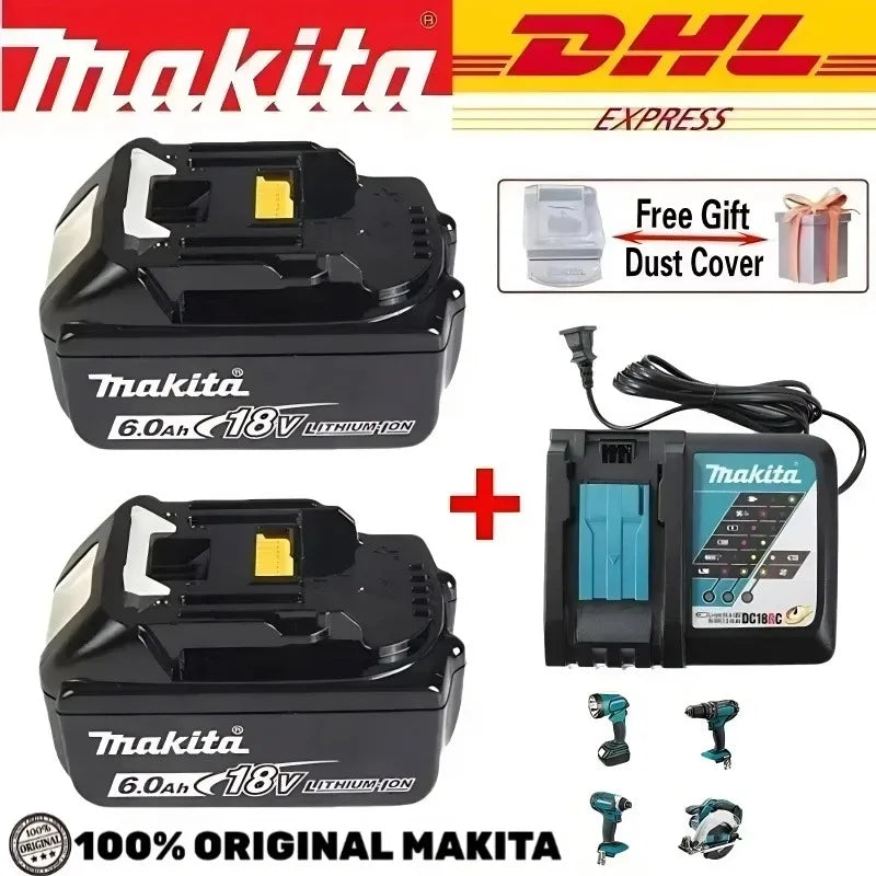 Bateria de íons de lítio Makita original de 18 V e 6,0 Ah.