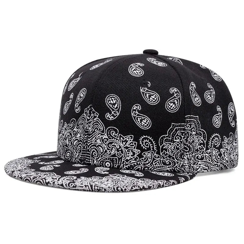 Boné snapback com estampa de flor de caju da Costa Oeste.