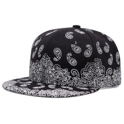 Boné snapback com estampa de flor de caju da Costa Oeste.