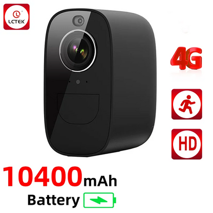 Câmera de CFTV LCLCTEK 4G LTE com cartão SIM de 4MP, alimentada por bateria.