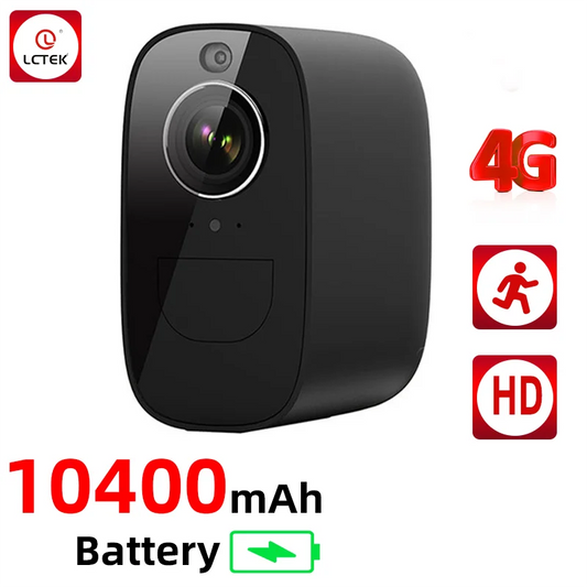 Câmera de CFTV LCLCTEK 4G LTE com cartão SIM de 4MP, alimentada por bateria.