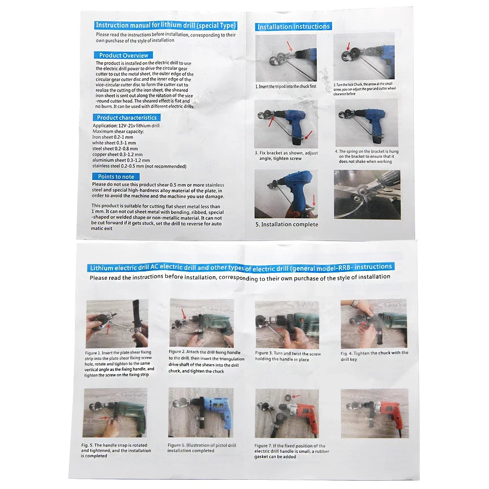 multifuncional para cortador de chapas Furadeira elétrica.