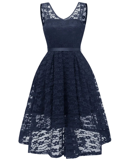 Novo vestido feminino sexy sem mangas, vintage, renda, chiffon, comprimento médio