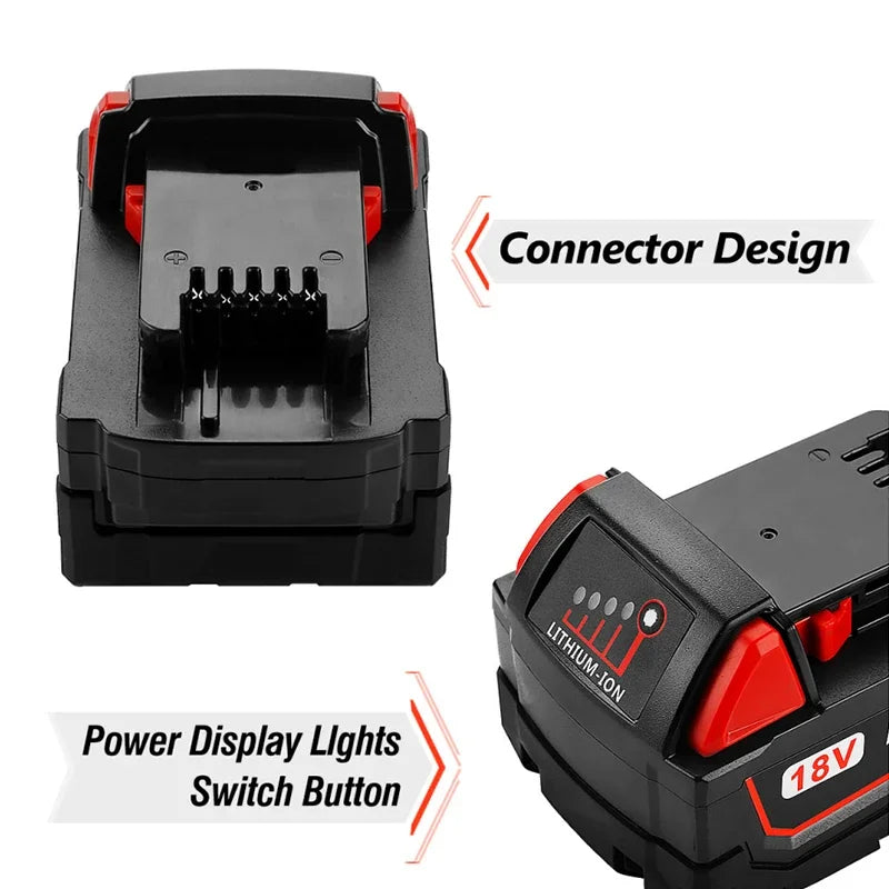Bateria de íon de lítio 18V 8000mAh, Milwaukee.