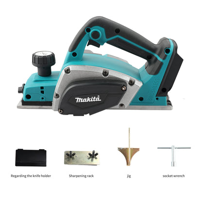 Plaina manual sem fio Makita de 18 V compatível com bateria.