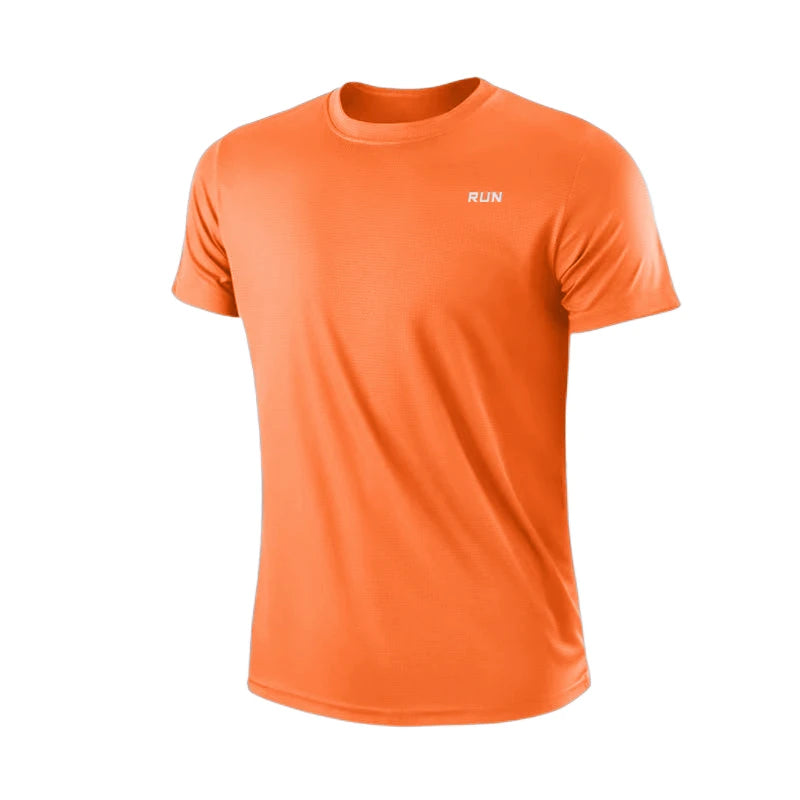 Camiseta masculina de manga curta, secagem rápida, para academia, corrida,