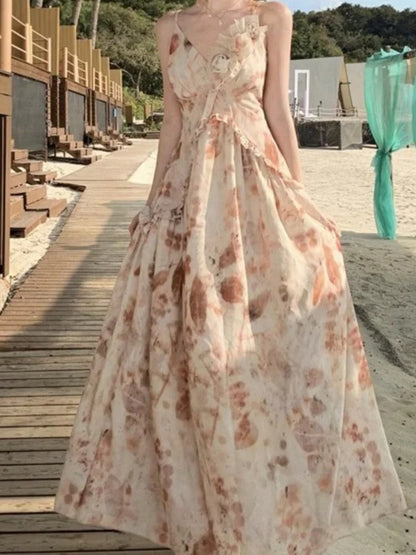 Vestidos com estampa floral para mulheres vestido longo