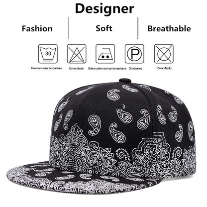 Boné snapback com estampa de flor de caju da Costa Oeste.