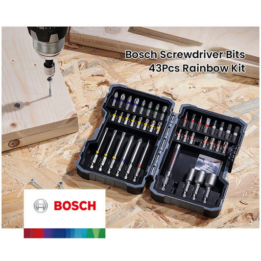 Kit de brocas de chave de fenda Bosch com 43 peças, alta dureza.