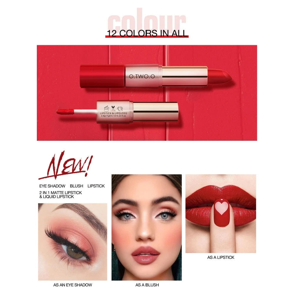 Batom Matte e Batom Líquido 12 Cores Maquiagem Brilho Labial.