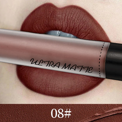 Batom Líquido À Prova D'água Batom Vermelho,Veludo Batom Marrom.
