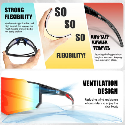 Óculos de Sol para Ciclismo ao Ar Livre Masculino, Óculos de Condução de Estrada para Bicicleta,