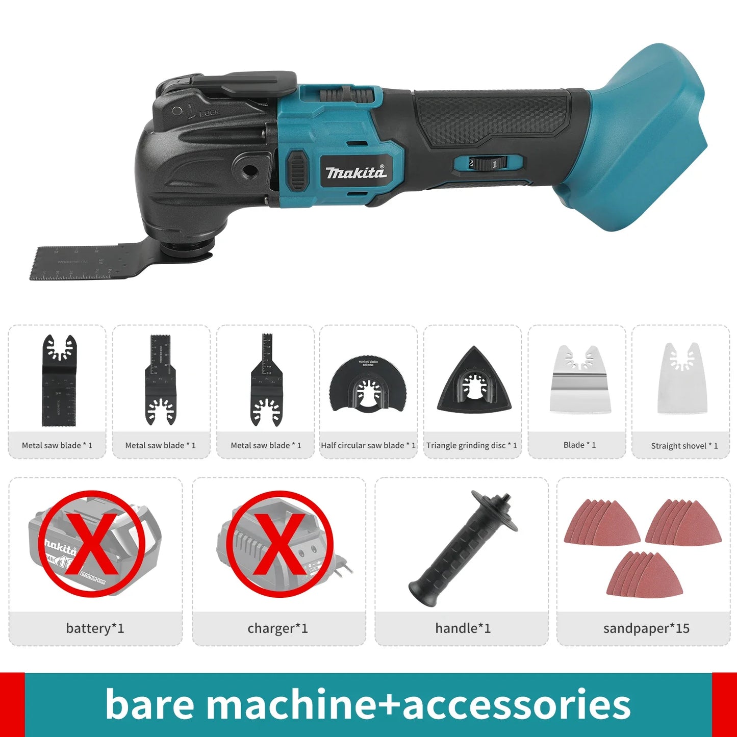 Makita Multi-Tool 18 V sem escovas e sem fio, máquina portátil potente.