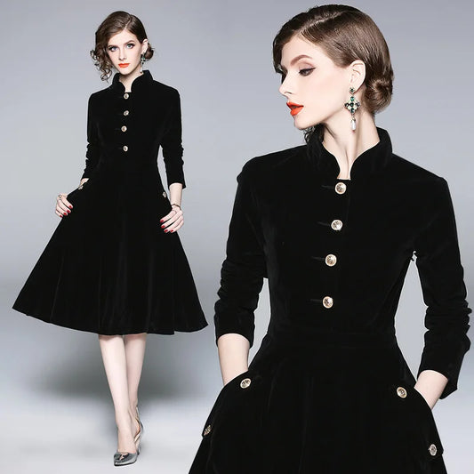 Vestido elegante ,preto, outono inverno