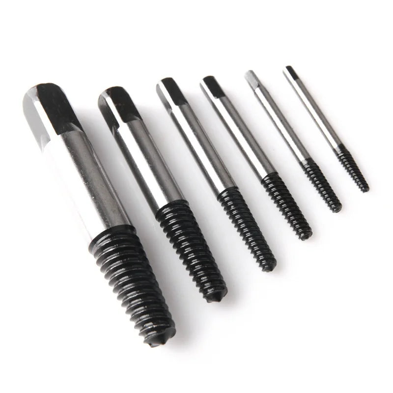 Conjunto de brocas extratoras de chave de fenda quebradas e danificadas.