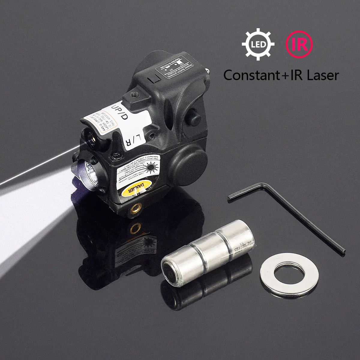 Lanterna laser infravermelha verde vermelha para pistola tática.