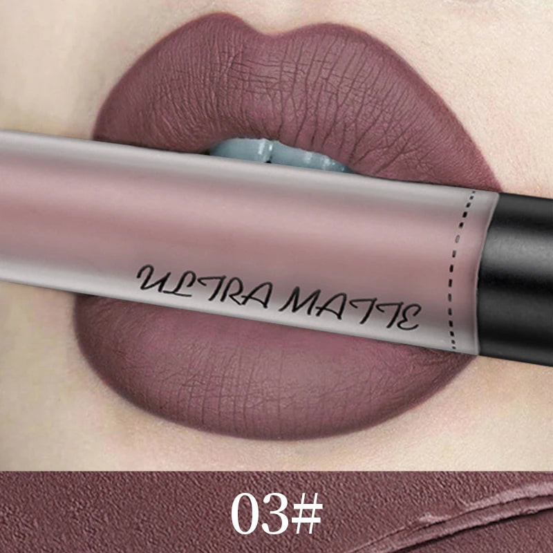 Batom Líquido À Prova D'água Batom Vermelho,Veludo Batom Marrom.