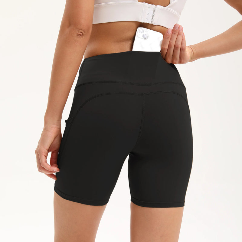 Shorts esportivos respiráveis de verão 2025 para mulheres, fitness, cintura alta,